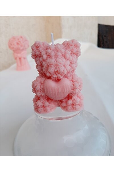 ArtINA esmaraldchic Lumanare parfumata urs cu inima si trandafiri, cadouri handmade, ceara soia