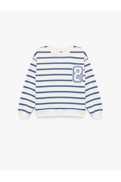 Koton Hanorac alb cu dungi albastre pentru fetiță 6Wkg10070Ak