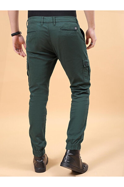 The Indian Garage Co By Styli Men Dark Green Slim Fit Cargo Pants