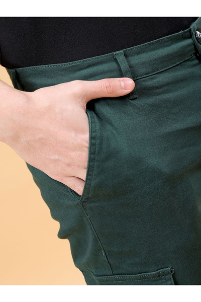 The Indian Garage Co By Styli Men Dark Green Slim Fit Cargo Pants