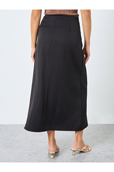 Styli Black A-Line Midi Skirt