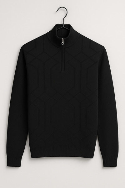 NO4 PULOVER TRICOTAT CU GULER CU FERMETĂ