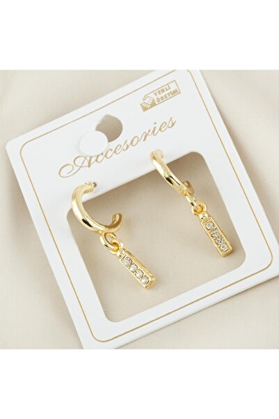 Marsilyan Lettered New Season Metal Jewelled Earrings