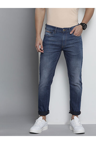 The Indian Garage Co By Styli بنطلون جينز رجالي ضيق متوسط ​​الارتفاع بغسيل قص...
