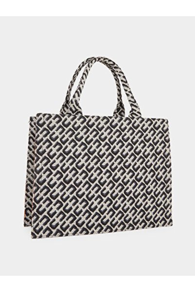 Styli Black Patterned Shopper Bag