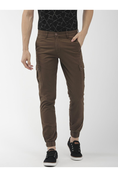 The Indian Garage Co By Styli Men Brown Mid Rise Slim Fit Cargo Pants