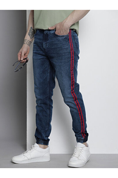 The Indian Garage Co By Styli Men Taping Detail Cuffed Jeans
