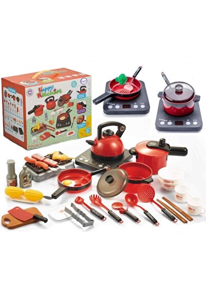 CIUPIGo Set ustensile de bucatarie pentru copii XXL, cu aragaz, tigai, oale, alimente si accesorii, 36 piese