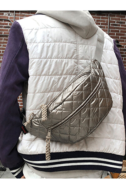 Take Two By Styli Metallic Texture Zip Closure Crossbody Bag