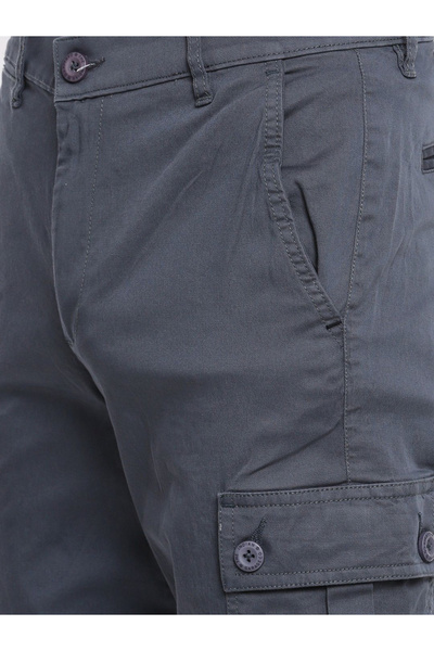 The Indian Garage Co By Styli Men Blue Mid Rise Slim Fit Cargo Pants