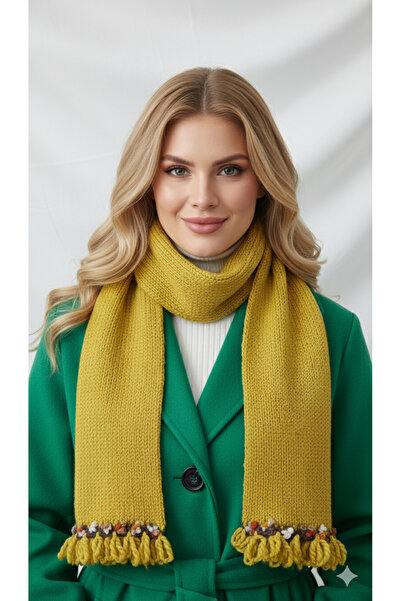 drt tasarım Double Layer 150 cm Mustard Yellow Single Scarf