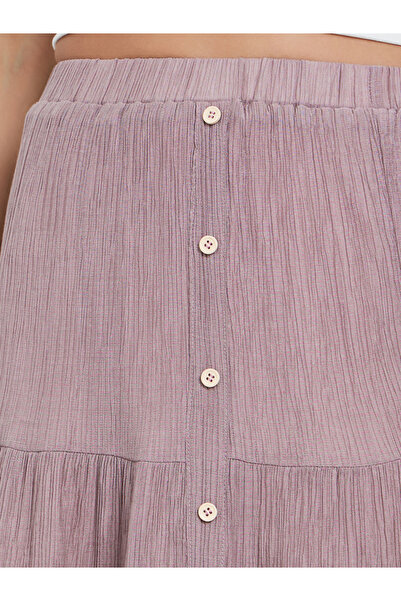 Take Two By Styli Tan Button Detail Tiered Midi Skirt