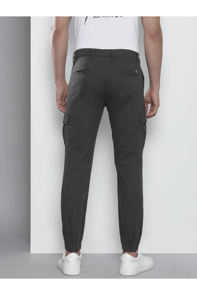 The Indian Garage Co By Styli Men Black Solid Slim Fit Cargo Pants