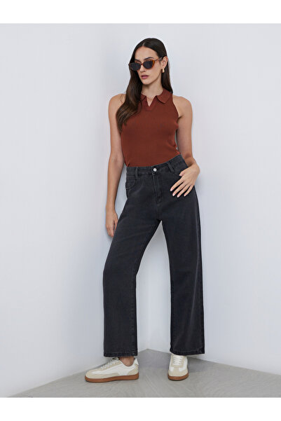 Styli High Rise Wide Leg Jeans