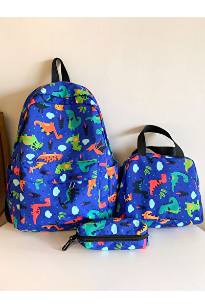 Take Two By Styli Graphic Print Zip Closure Backpack with Lunch Bag and Pencil Bag