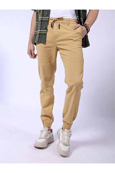 The Indian Garage Co By Styli Men Beige Slim Fit Cuffed Joggers