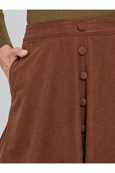 Styli Buttoned Down A-Line Midi Skirt with Pockets