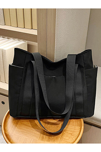 Take Two By Styli Black Solid Double Strap Tote Bag