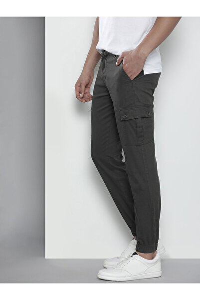 The Indian Garage Co By Styli Men Black Solid Slim Fit Cargo Pants