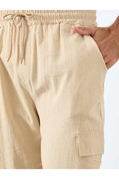 Styli Men Linen Blend Straight Leg Plain Trousers