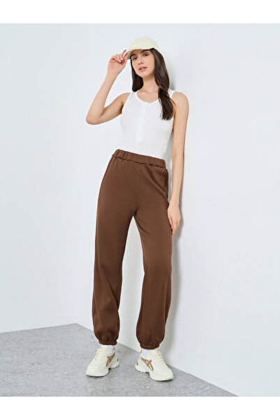 Take Two By Styli Brown Knitted Relaxed Fit Joggers