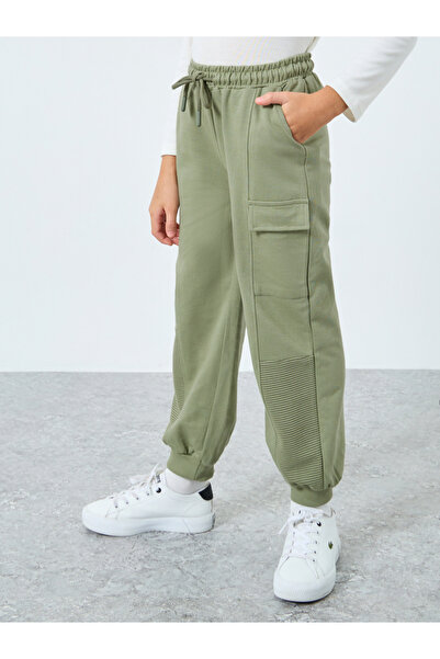 Styli Boys Green Terry Joggers with Drawstring