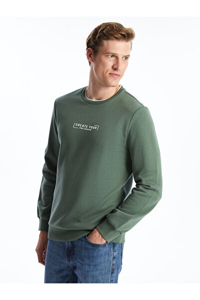 LC Waikiki Peak New Season Crew Neck Printed Men's Thick Sweatshirt