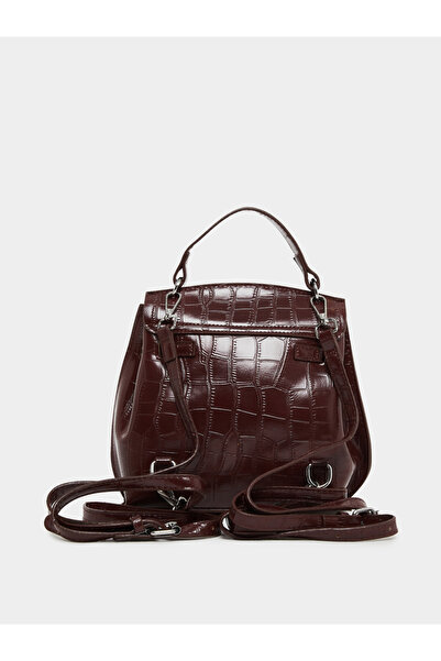 Styli Burgundy Twist Lock Textured Handbag