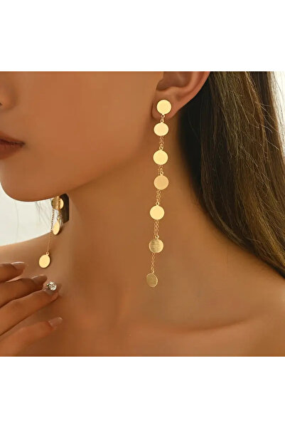 begüm jewelery SARKAN YUVARLAKLARLA BİR ARAYA GETİRİLMİŞ SALLANTILI TASARIM KÜPE