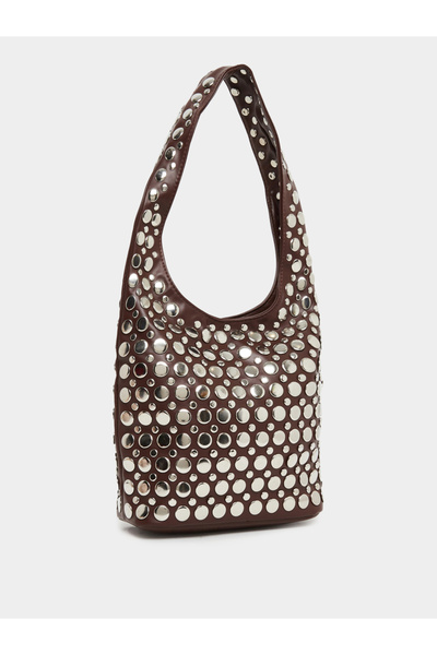 Styli حقيبة هوبو مرصعة باللون البني