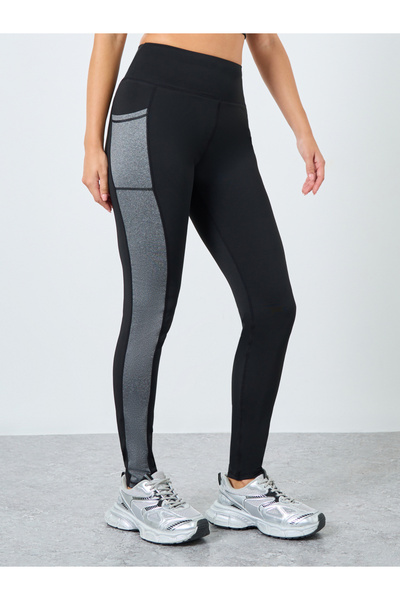 Styli Color Block Pocket Detail Full Length Leggings