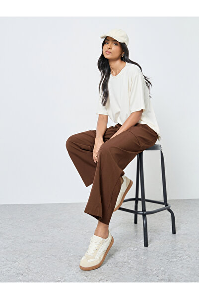 Take Two By Styli بنطال سادة واسع الساق برباط