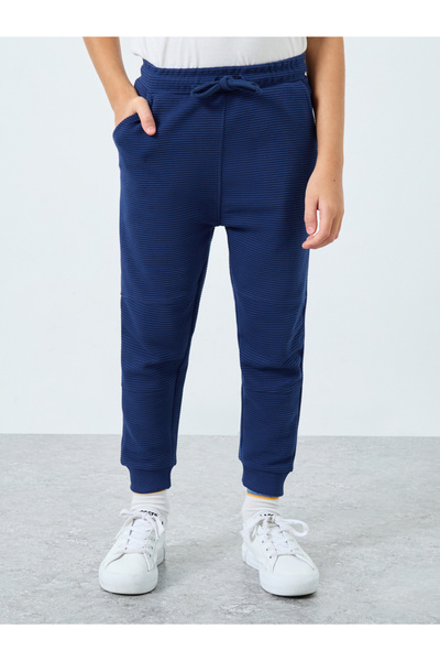 Styli Boys Blue Textured Ottoman Joggers