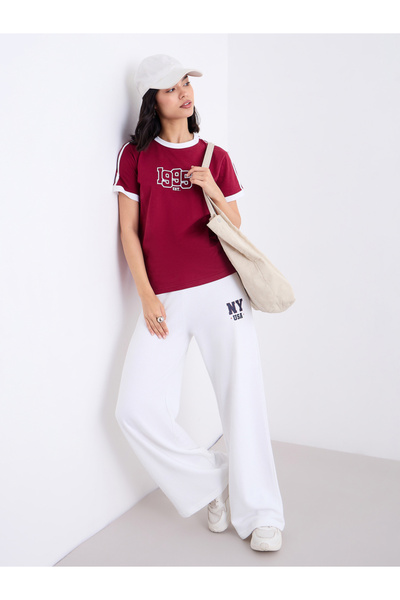 Styli Women Off White Wide Leg Joggers
