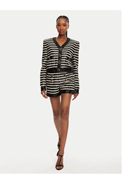 BALMAIN Γυναικείο Σορτς από Υφασμάτινο DF1PA265XJ31 Λευκό, Μαύρο