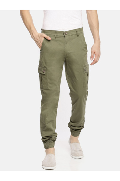 The Indian Garage Co By Styli Men Green Mid Rise Slim Fit Cargo Pants