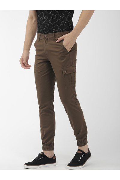 The Indian Garage Co By Styli Men Brown Mid Rise Slim Fit Cargo Pants