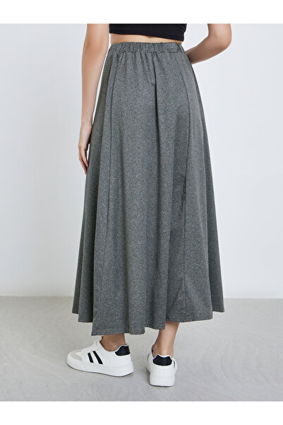 Styli Women Solid Midi Skirt with Drawstring