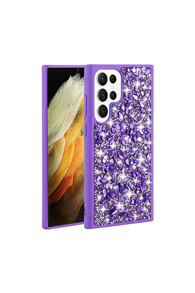 zore حافظة SHRP Linea متوافقة مع هاتف Galaxy S23 Ultra بتصميم حجر لامع - أرجواني