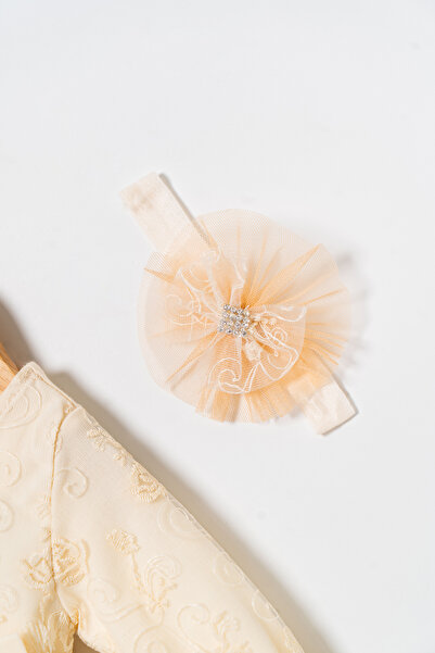 Miniday Baby Kız Bebek Mevlütlük Elbise Bandanalı Dantelli