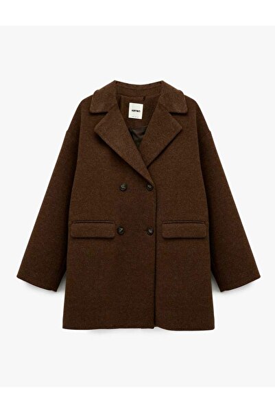 Koton διπλό πέτο Καστανό Γυναικείο Παλτό 6Wak00119Ew