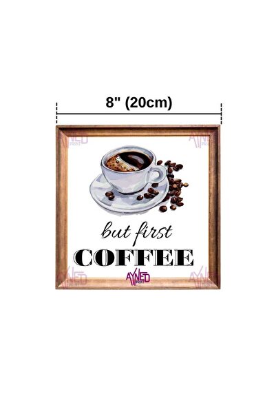 Hayg Equipment But First Coffee Written Wooden Frame Look Decorative Aluminum Wall Panel