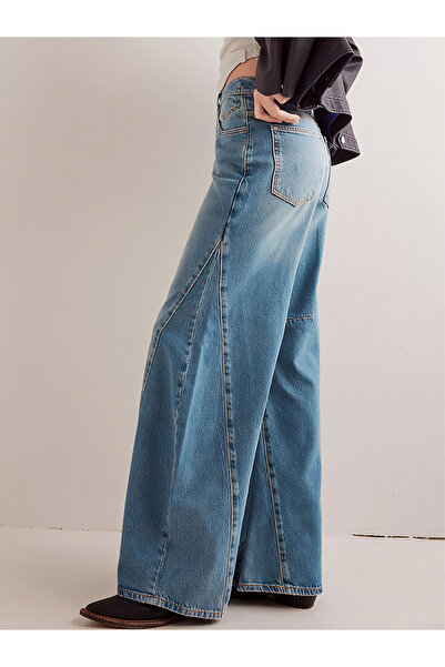Take Two By Styli High Rise Wide Palazzo Leg Faded Jeans