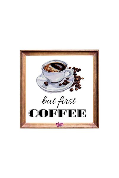Hayg Equipment But First Coffee Written Wooden Frame Look Decorative Aluminum Wall Panel