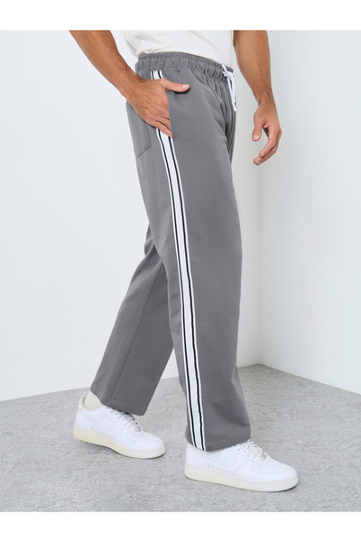 Styli Men Grey Striped Joggers