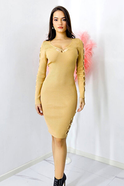 FashionForYou Amyna office dress, tetra, with cutouts, crystals and handmade ...