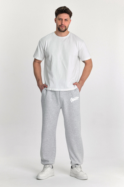 THE RULE Чоловічі баггі з регульованими штанинами Stwd з принтом, 3 нитки, шардонні, вільний крій, стопери, спортивні штани RF0547