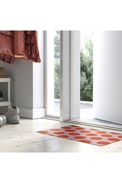 IKEA KÖRFÄLTSPIL Door mat, pink orange/circle pattern, 40 x 60 cm
