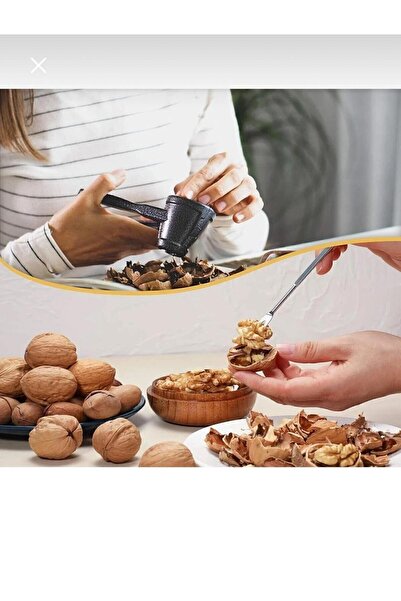 MEYA PİNE Washable Home Cast Iron Nut Cracker - Almond Hazelnut Cracker Black Set of 2