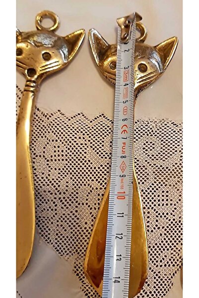 Ustası Antepte Brass Shoe Horn with Bag and Boy Cat Figure